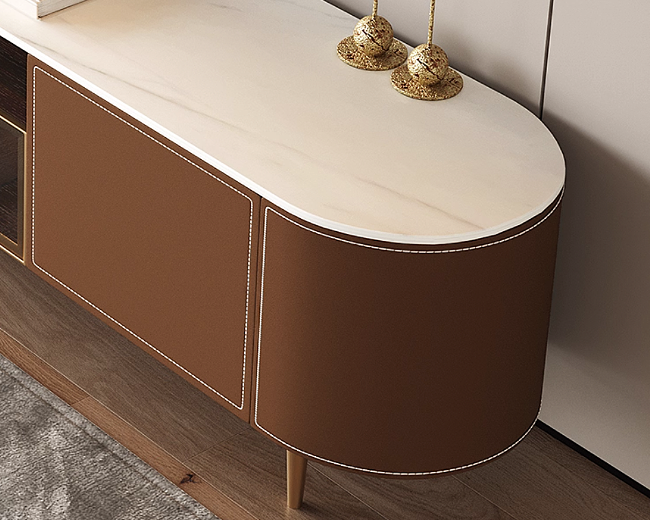 ADEN Modern Leather TV Console & Nesting Coffee Table