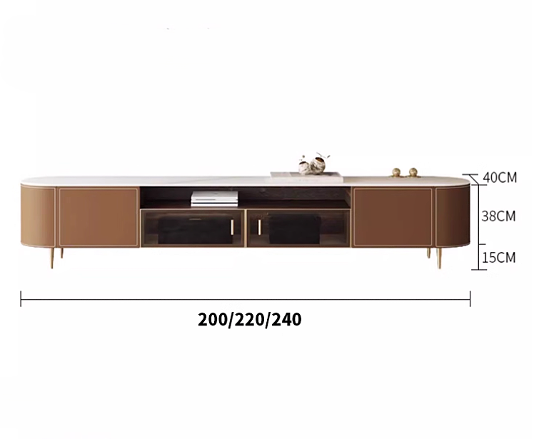 ADEN Modern Leather TV Console & Nesting Coffee Table