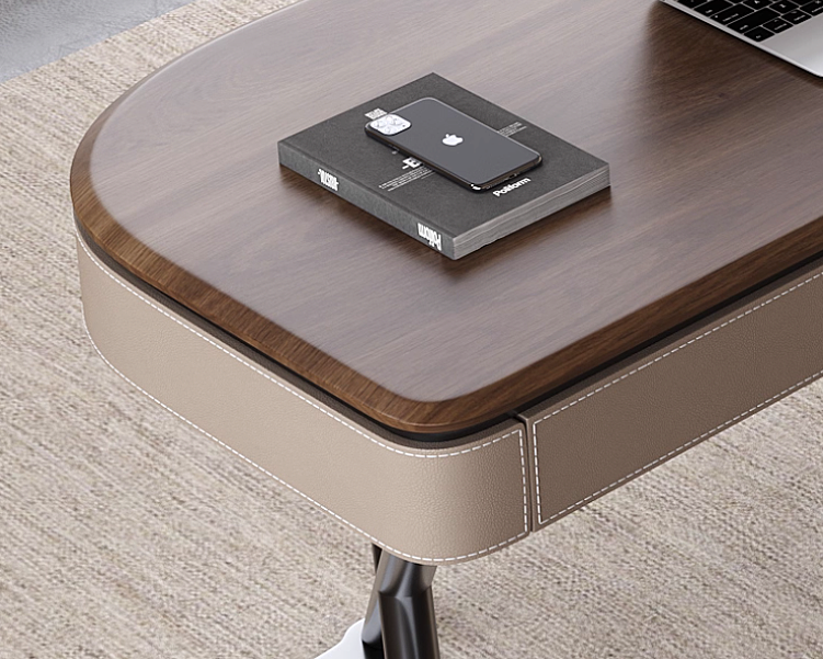 AON Modern Leather Study Table & Swivel Chair Set