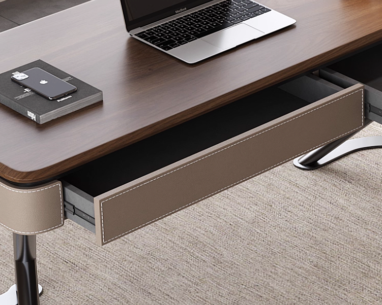 AON Modern Leather Study Table & Swivel Chair Set