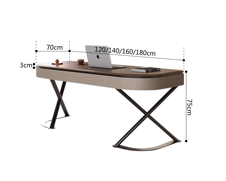 AON Modern Leather Study Table & Swivel Chair Set