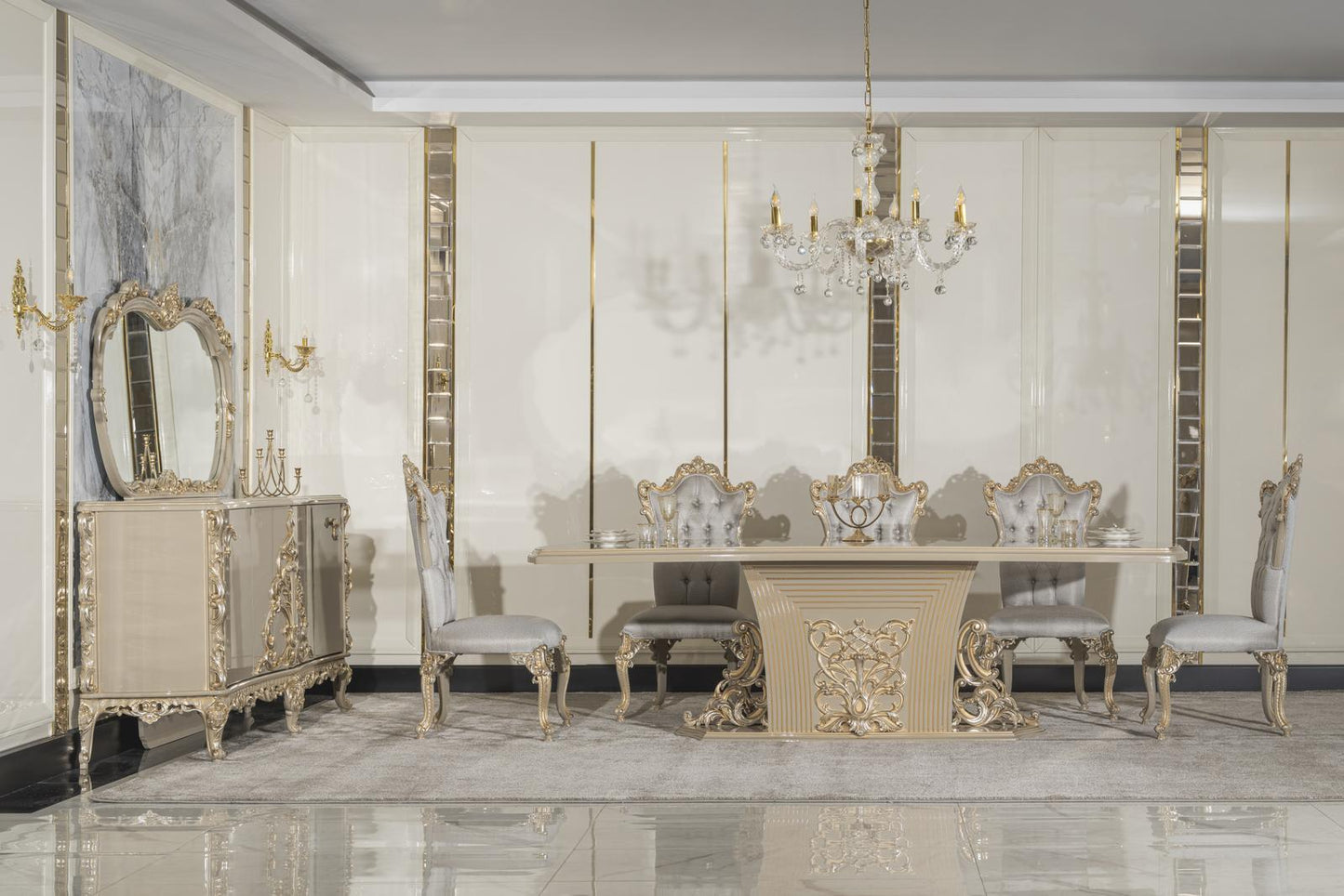 ARIA Victorian Dining Table & Chairs Set