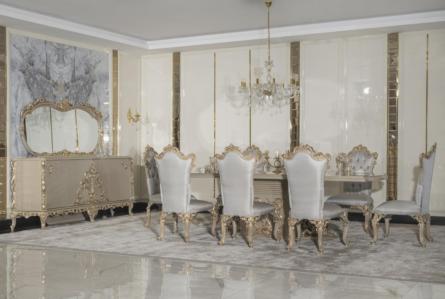 ARIA Victorian Dining Table & Chairs Set
