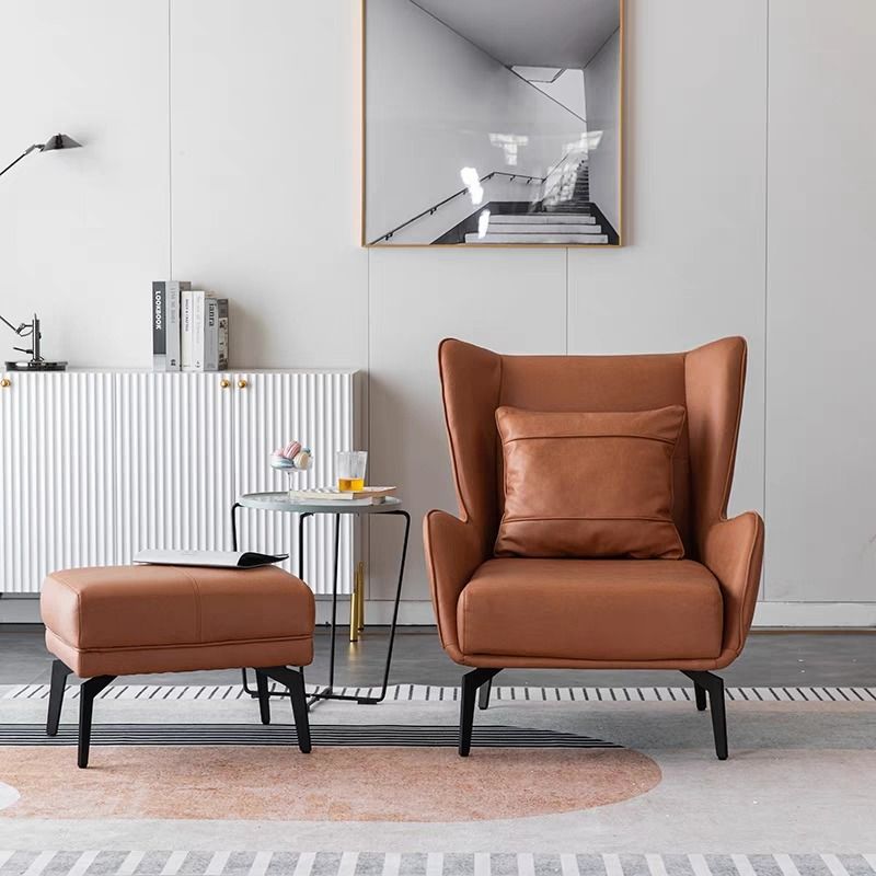 custom made modern furniture Singapore modern brown leather armchair with ottoman