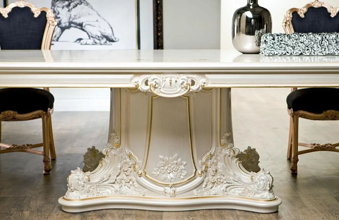 DIANE French Rococo Pedestal Dining Table & Chairs Set