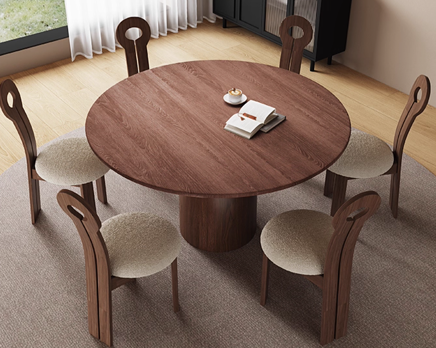 LEIN Japandi Travertine Round Dining Table