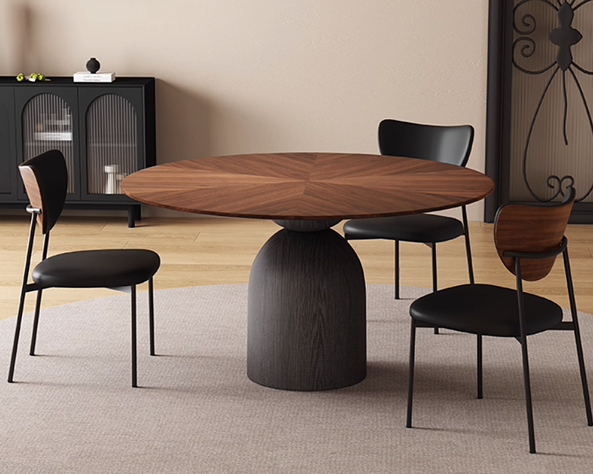 LEIN Japandi Travertine Round Dining Table