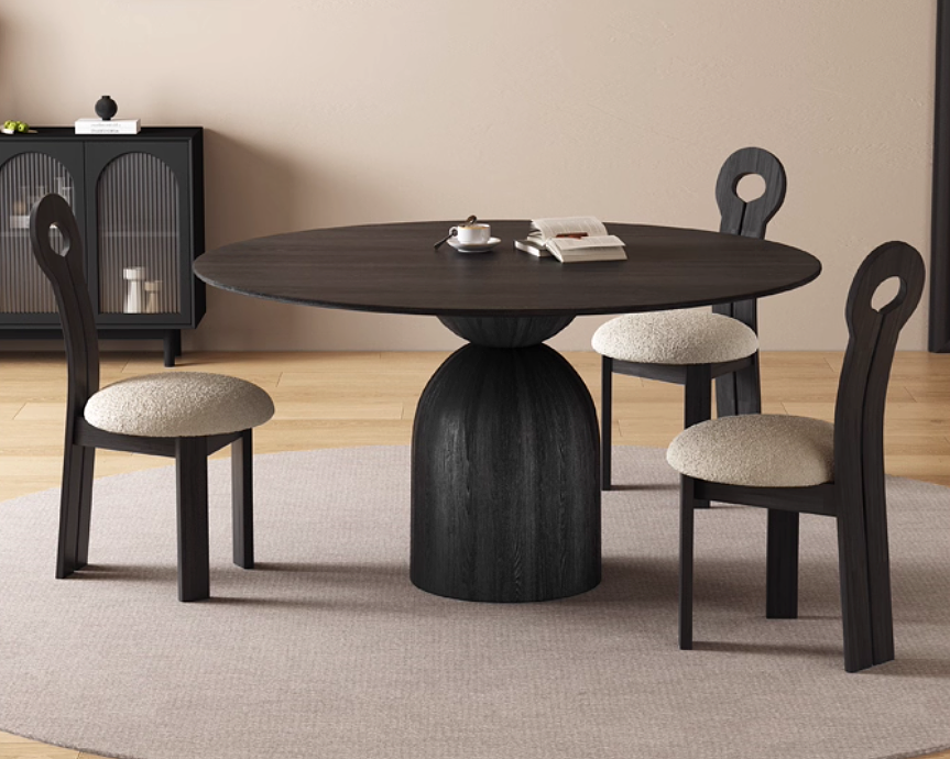 LEIN Japandi Travertine Round Dining Table