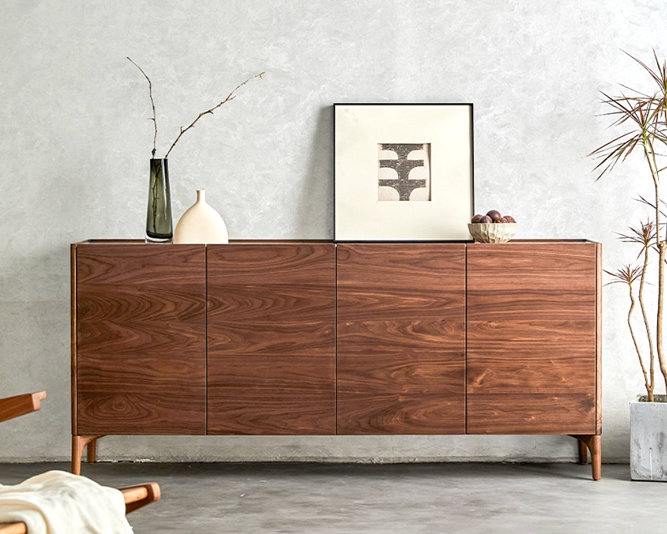 LEIN Modern Walnut Wood Sideboard