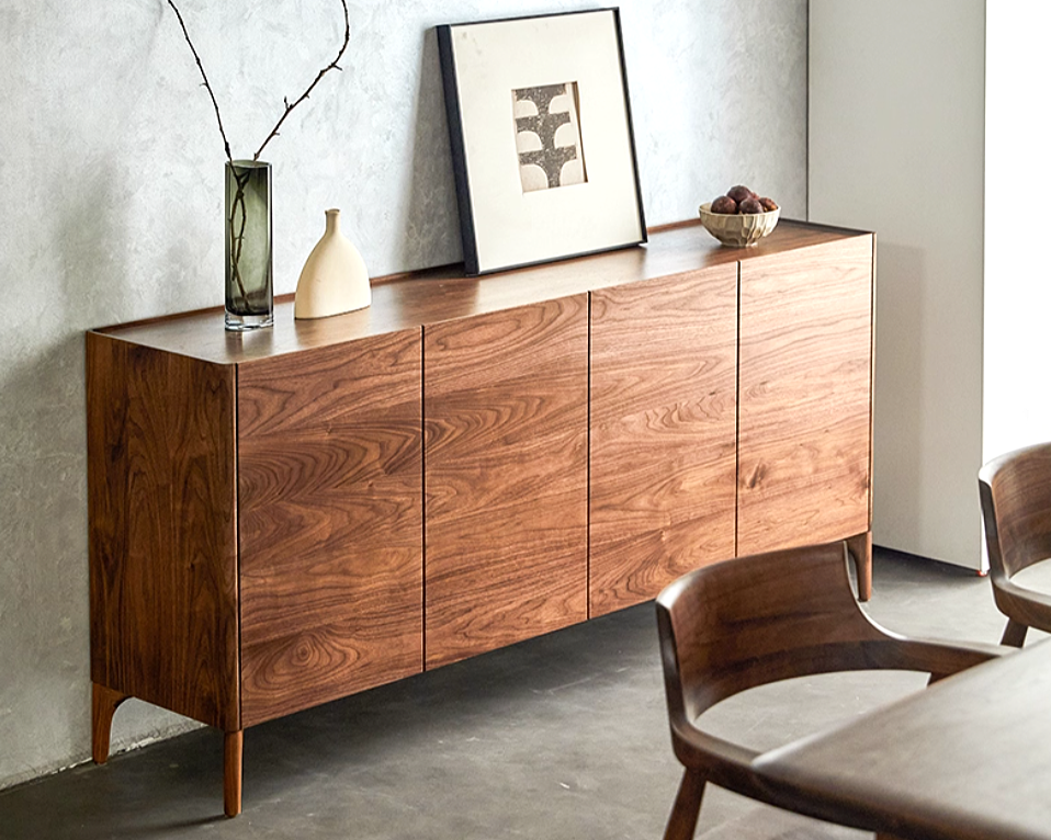 LEIN Modern Walnut Wood Sideboard