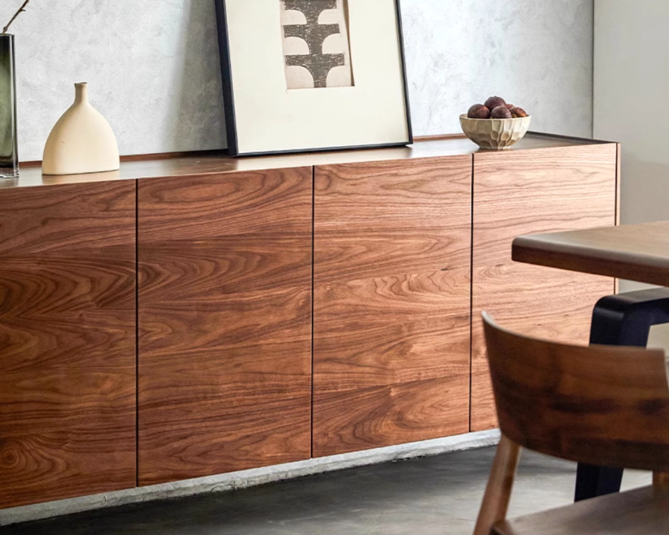 LEIN Modern Walnut Wood Sideboard