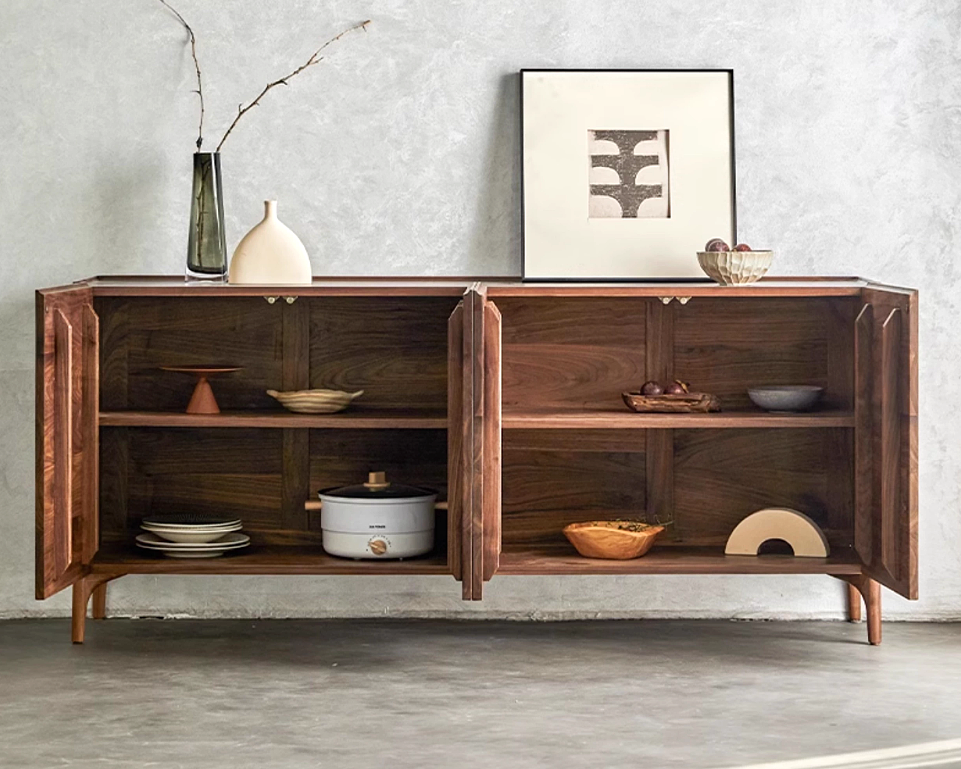 LEIN Modern Walnut Wood Sideboard