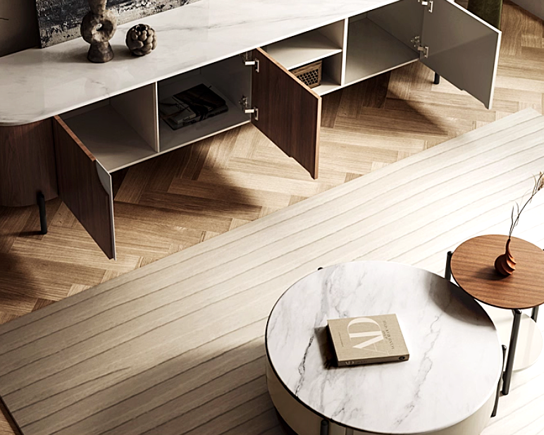 LEIN Contemporary TV Console & Nesting Coffee Table