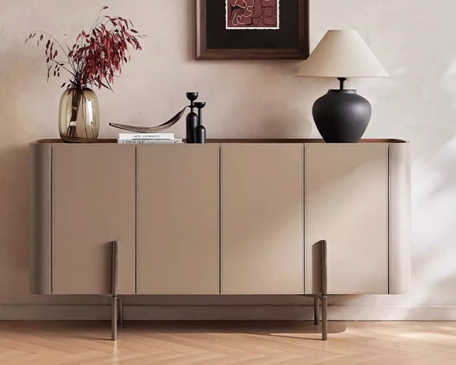 MIAH Contemporary Leather Buffet Cabinet