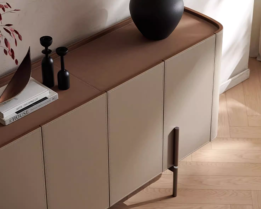 MIAH Contemporary Leather Buffet Cabinet