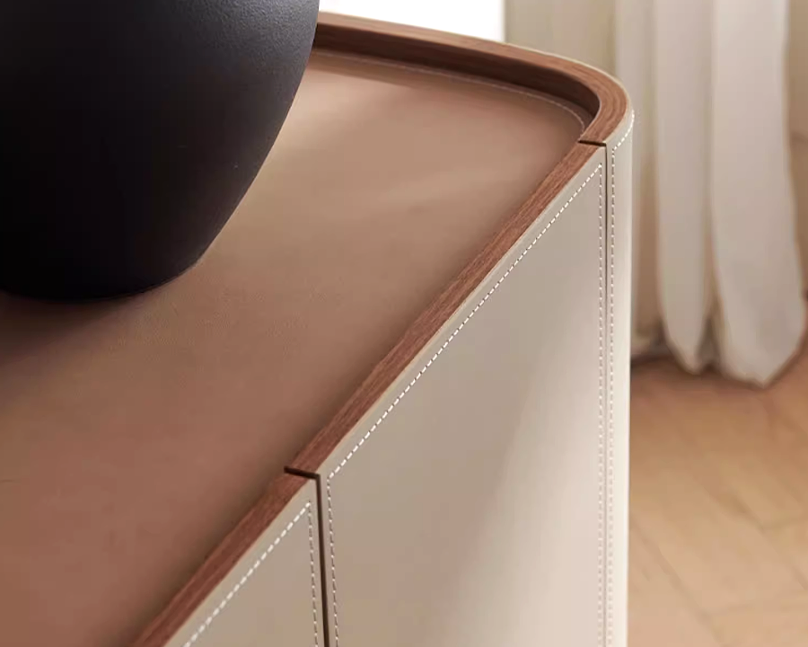 MIAH Contemporary Leather Buffet Cabinet