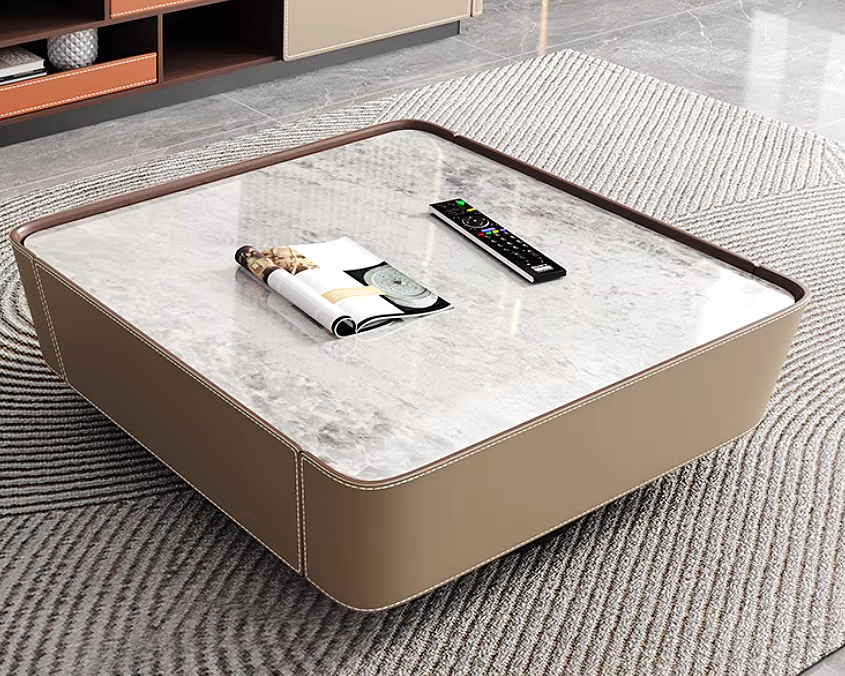 MIAH Modern Leather TV Console & Coffee Table Set