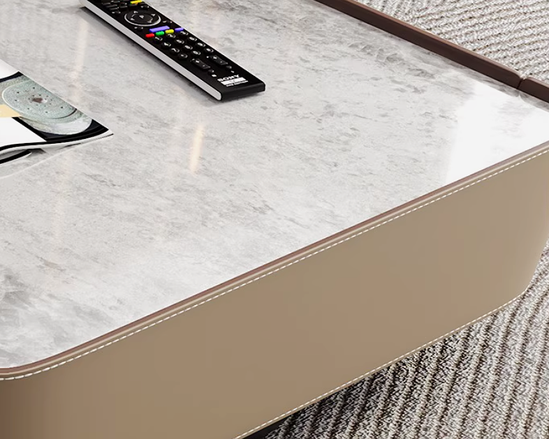 MIAH Modern Leather TV Console & Coffee Table Set