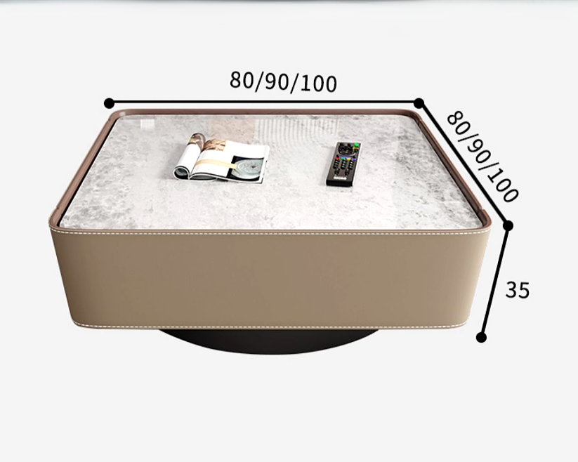 MIAH Modern Leather TV Console & Coffee Table Set