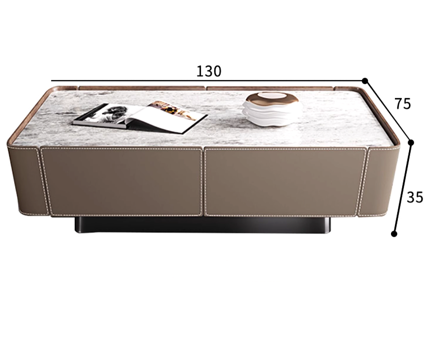 MIAH Modern Leather TV Console & Coffee Table Set