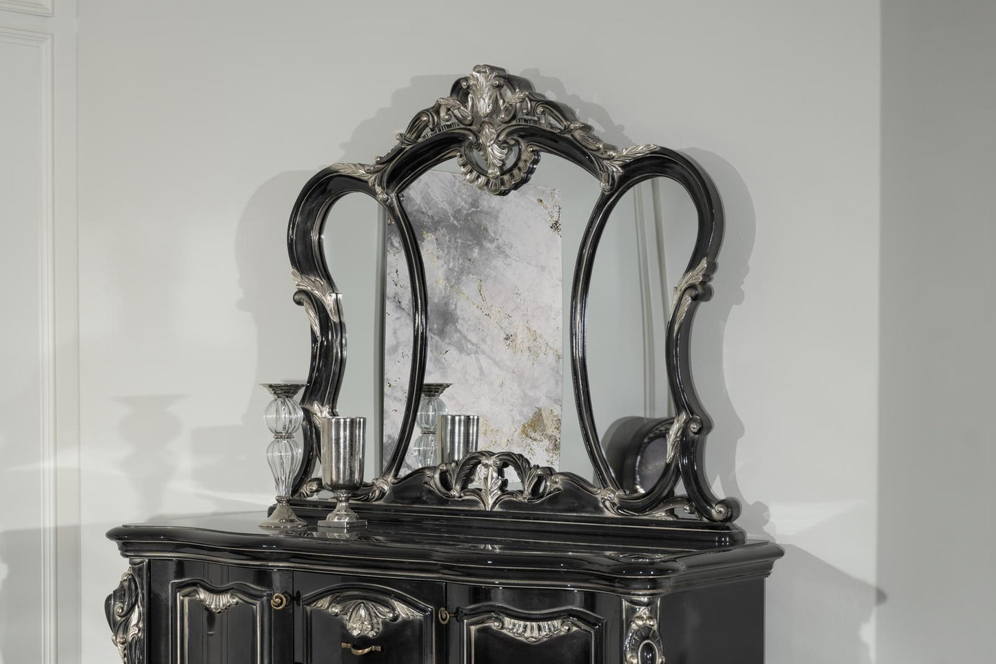 ODASI Baroque Vanity Mirror & Cabinet Set