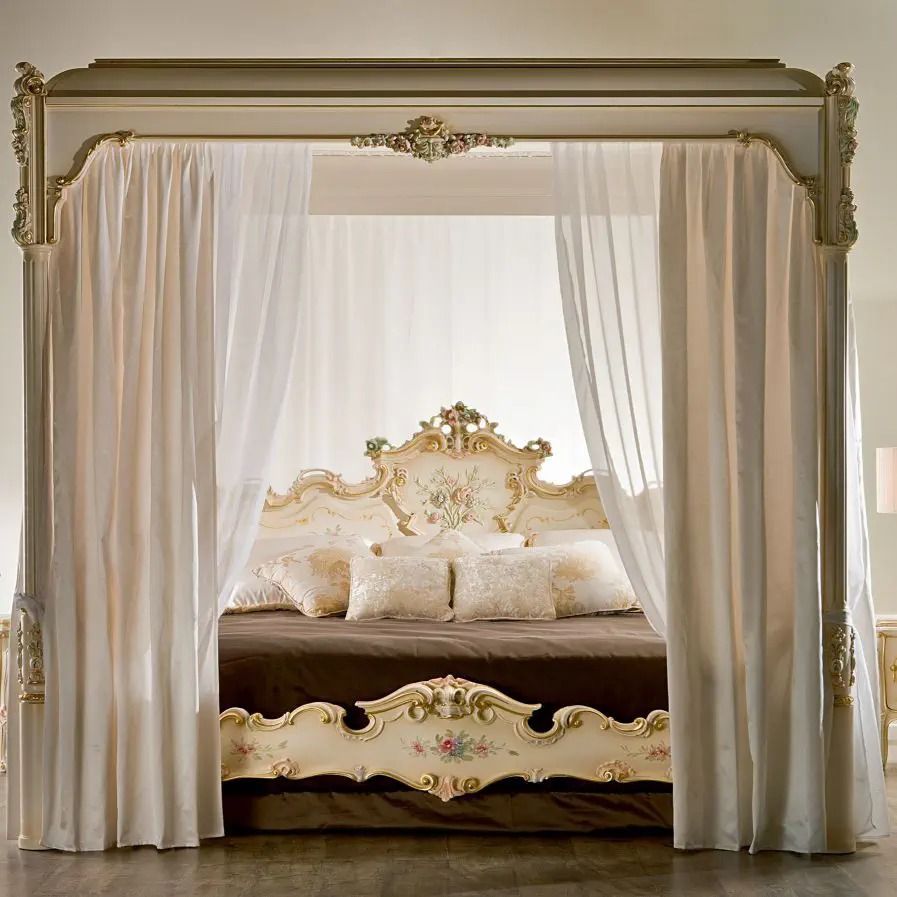 SIXTINE Romantic Victorian Canopy Bed Frame