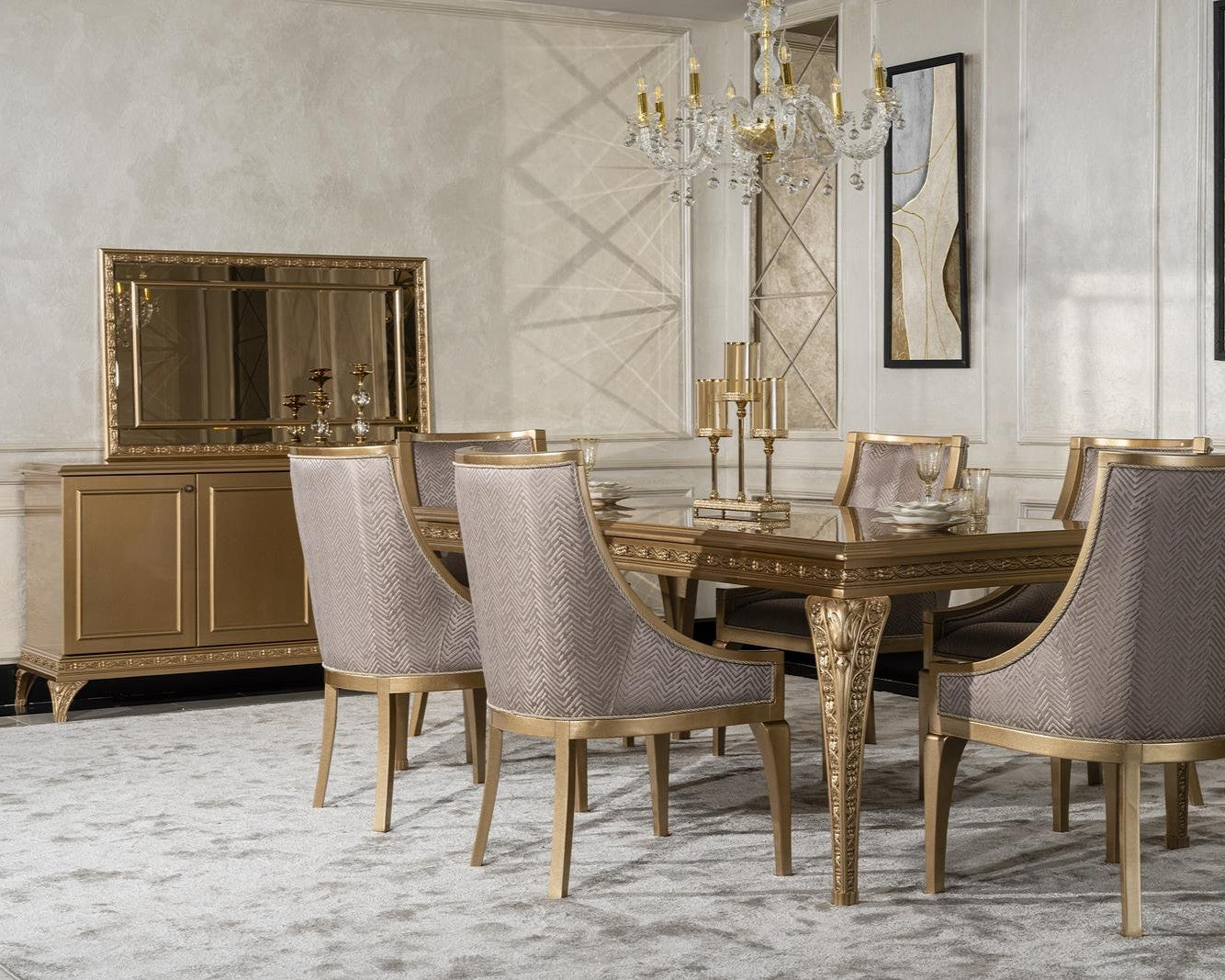 VITTORIA Rococo Dining Table & Chairs Set