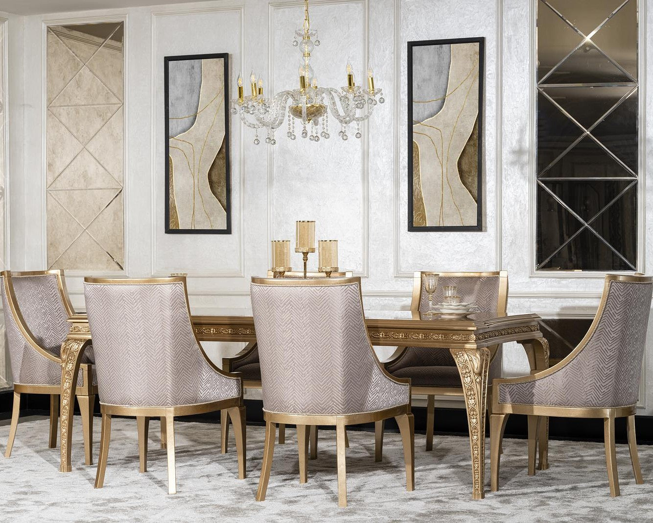 VITTORIA Rococo Dining Table & Chairs Set