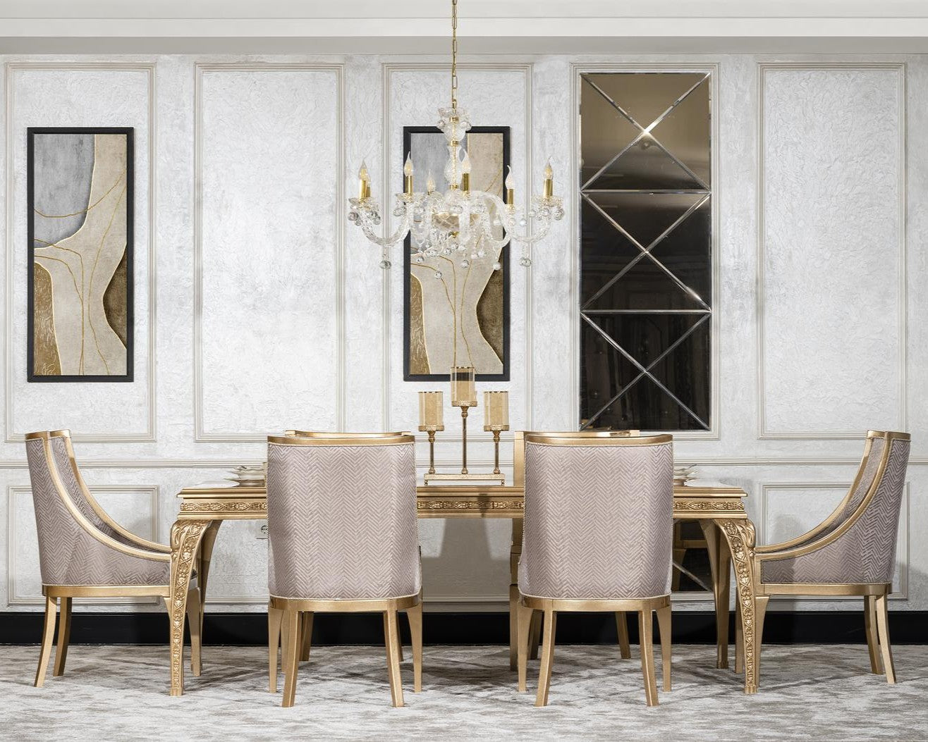 VITTORIA Rococo Dining Table & Chairs Set