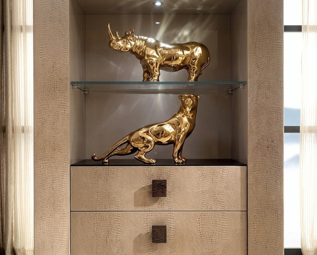 ALIZA Modern Luxury Leather-Lined Display Cabinet