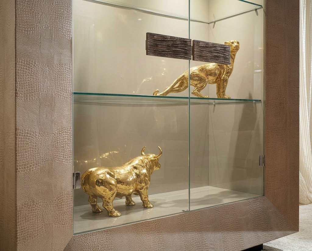 AVERIE Modern Luxury Leather-Lined Display Cabinet