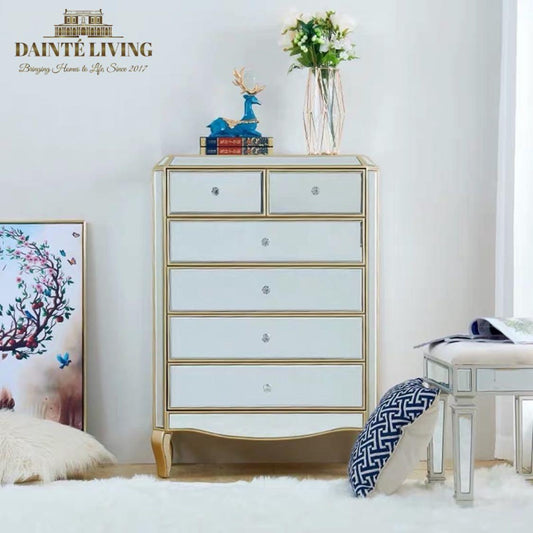 HEPBURN Mirrored Tallboy Drawers