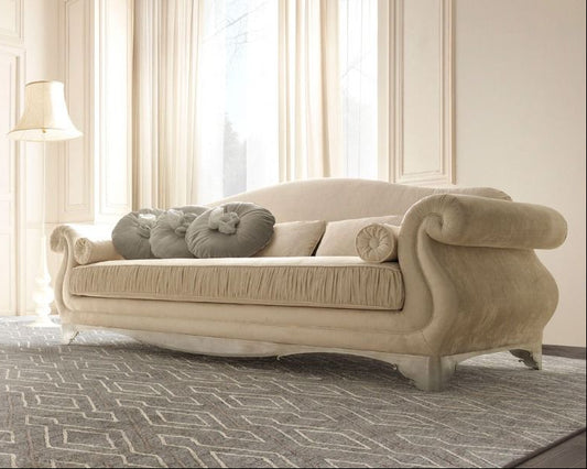 modern victorian french made of mahogany wood, upholstered in velvet. Finish in champagne legs and cream velvet.