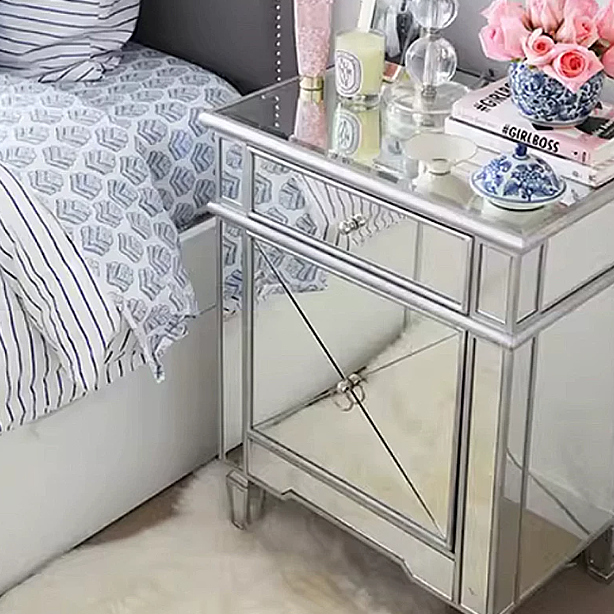 Modern Mirrored Bedside Cabinet