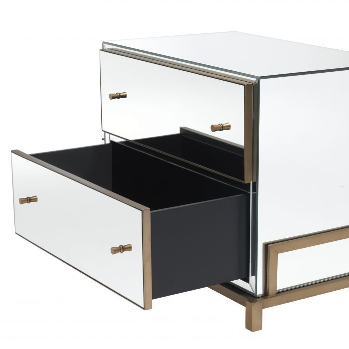 RAEGAN Mirrored Modern Bedside Cabinet