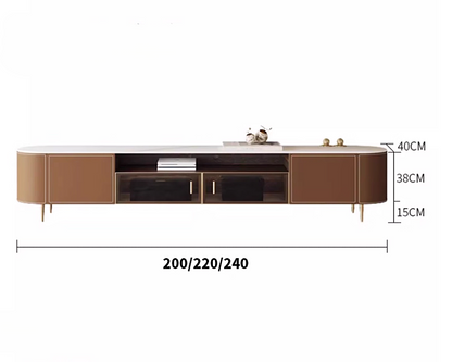 ADEN Modern Leather TV Console & Nesting Coffee Table