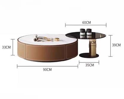 ADEN Modern Leather TV Console & Nesting Coffee Table