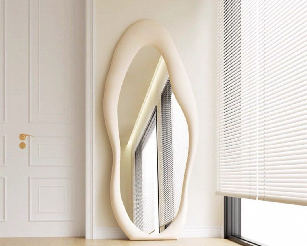 Modern velvet floor mirror, custom made modern furniture in Singapore