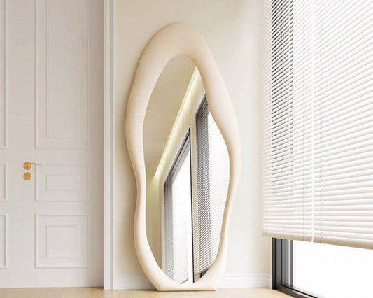 Modern velvet floor mirror, custom made modern furniture in Singapore