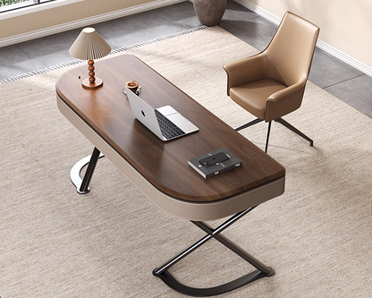 AON Modern Leather Study Table & Swivel Chair Set