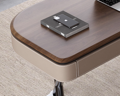 AON Modern Leather Study Table & Swivel Chair Set