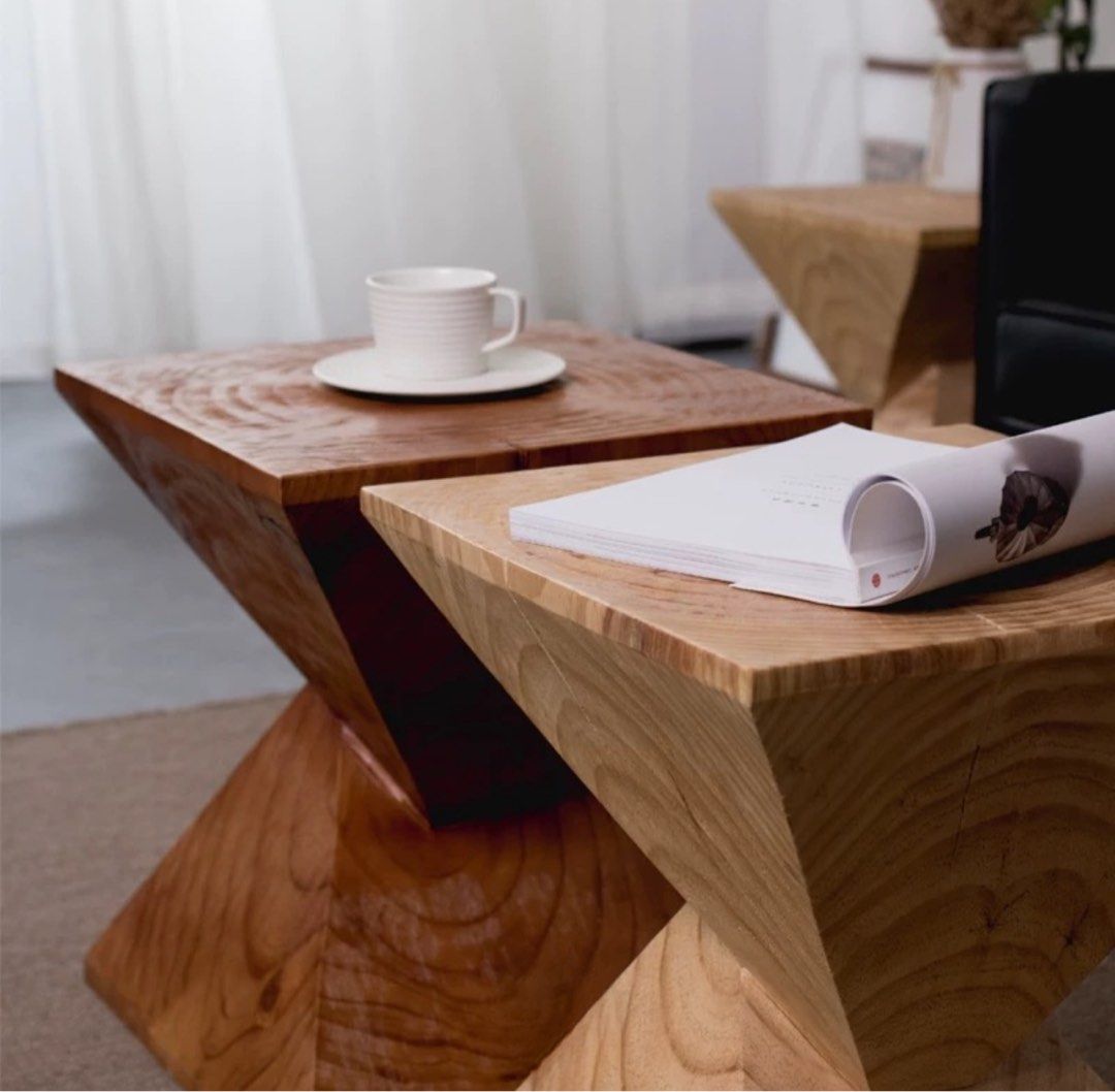 AXTRE Rustic Wood Side Table