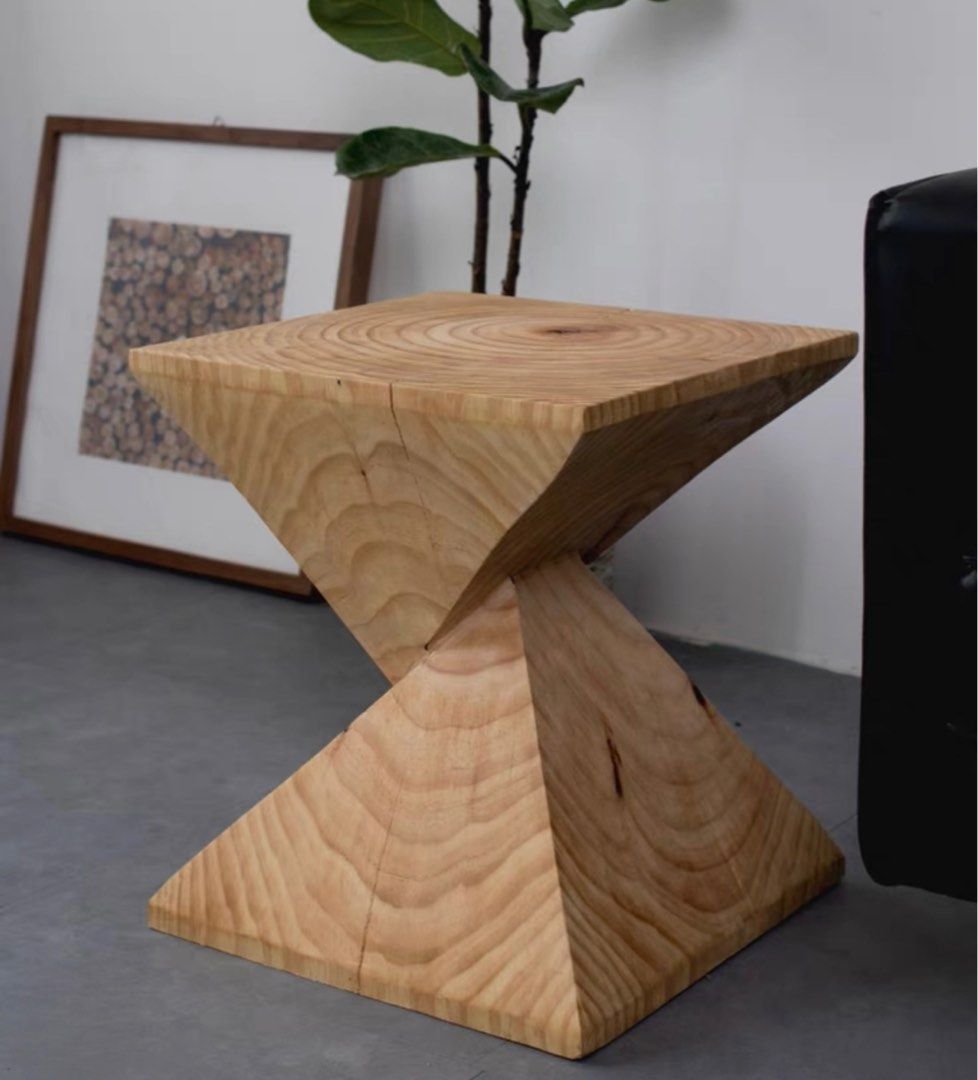 AXTRE Rustic Wood Side Table