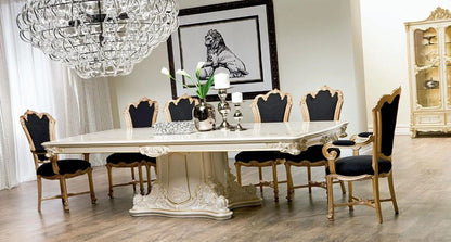 DIANE French Rococo Pedestal Dining Table & Chairs Set