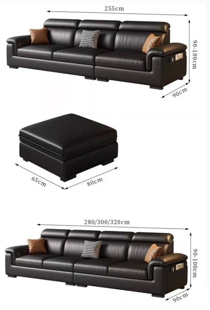 EVIN Modern Leather 4-6 Seater Sofa