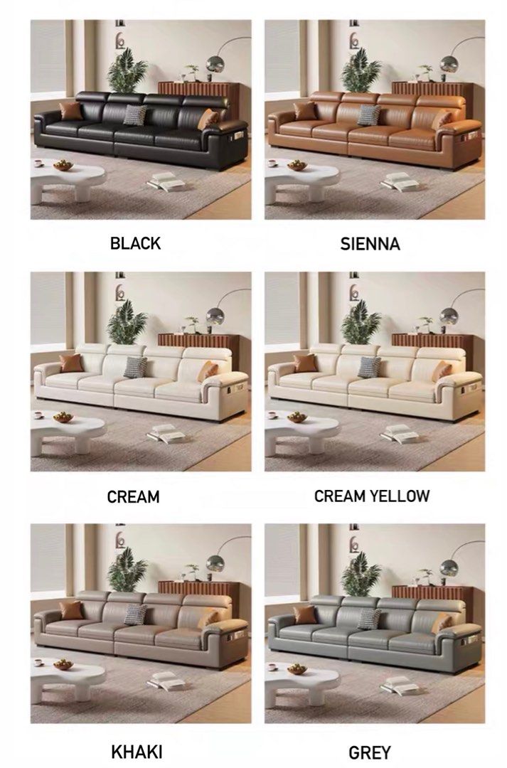 EVIN Modern Leather 4-6 Seater Sofa