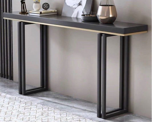 black and gold modern minimalist console table, custom made furniture in Singapore