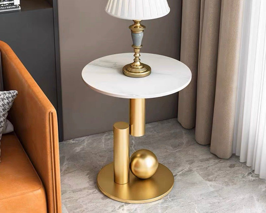 Modern side table with marble top and gold base , custom made modern furniture Singapore