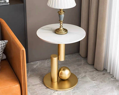 Modern side table with marble top and gold base , custom made modern furniture Singapore
