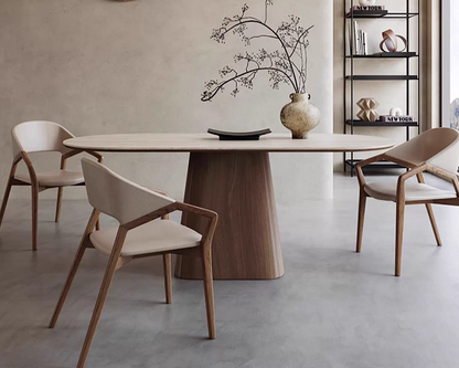 KIERRA Contemporary Travertine Dining Table